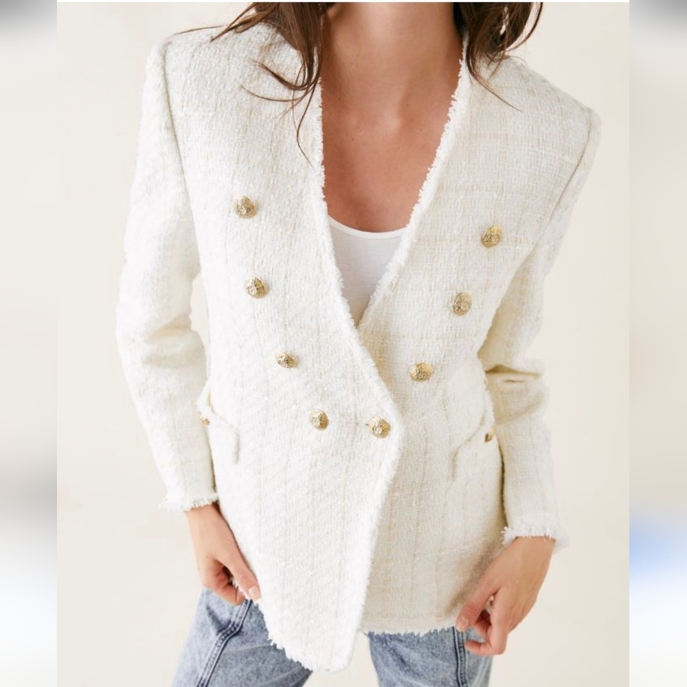 Zara Tweed Textured Blazer Jacket Size XS